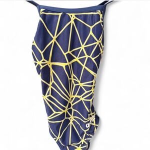 Barena Navy and Yellow Geometric Swim Romper
